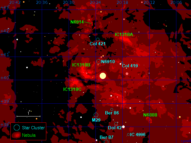 A map of the Gamma Cygni Nebulae
